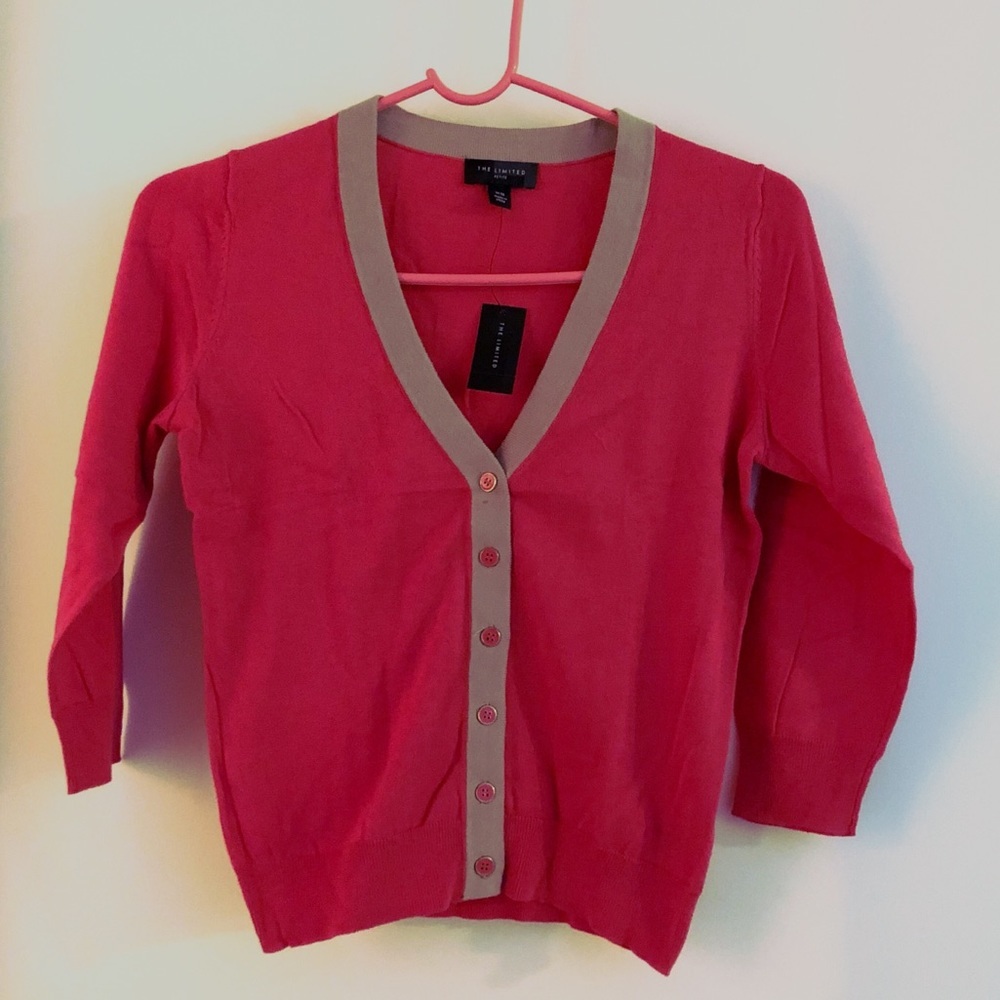The Limited New Pink and Cream Cardigan In XSP